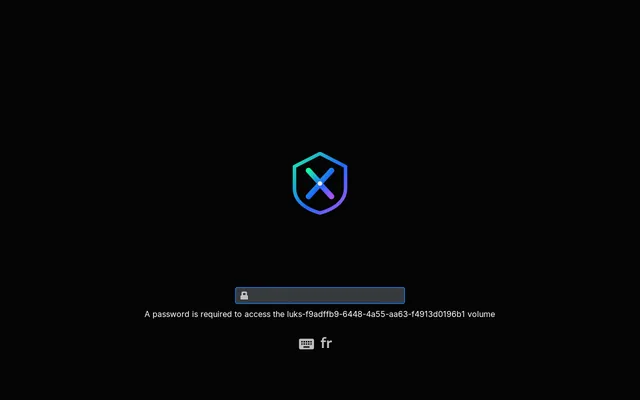Écran IXIN de déverrouillage du disque chiffré