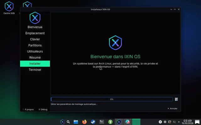 Installeur IXIN OS : bienvenue dans IXIN OS